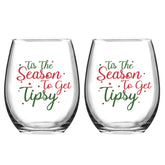 Waipfaru Tis the Season stemless glass set of 2 for festive entertaining and gifting.