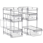 WAKISA clear 3-tier pull-out bathroom organizer keeps essentials visible and accessible.