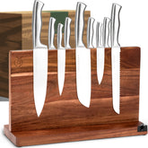 WALDWERK extra large knife block on counter keeps blades visible and accessible.