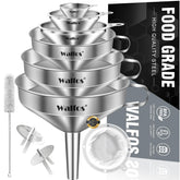 Walfos stainless steel funnel set with six sizes for precise pouring