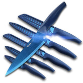 Wanbasion blue professional knife set with sheaths, for easy organization and safety.