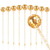 WANGDEFA disco ball drink stirrer in gold adds festive sparkle to cocktails.