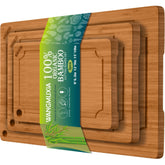 WANGMUXIA bamboo cutting board compact carbonized surface close-up highlighting density and knife-resistance