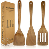 WARMKEY acacia wood spatula set 3: durable one-piece design for nonstick pans