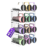 Water Bottle Organizer 4-Tier Stack neatly stores Stanley 40 oz tumblers and similar bottles.