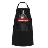 WCGXKO Horror Michael apron front view highlights durable, stain-resistant fabric for themed cooking.