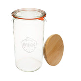 WECK 974 glass jar with glass lid for airtight storage.