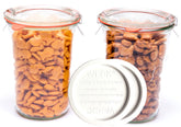 WECK Mold 743 sourdough starter jar in clear glass for easy monitoring and safe storage.