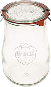 Weck Tulip jar 1.5L with glass lid, ideal for sourdough starter storage.