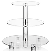 WeddingWish acrylic cupcake stand, 3-tier display, ideal for elegant wedding dessert tables.