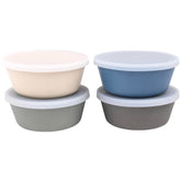 WeeSprout bamboo bowls with blue lid for organized 10 oz portions