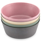 WeeSprout bamboo kids bowls in pink for easy self-feeding.