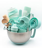 WeeSprout ultimate baking kit for kids with mint apron and child-sized tools for fun sessions