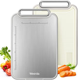 Weetla titanium raw-side cutting board ideal for meat prep with a non-porous surface.