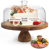 WEIFUTCH acacia wood cake stand with dome showcasing desserts beautifully.