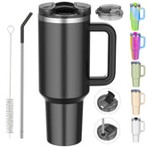 Weisidi 40oz tumbler with handle and straw, durable double-wall insulation for cold or hot beverages.
