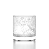 Well Told engraved Austin map rocks glass with wraparound city map for whiskey enjoyment.