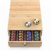 WELL WENG bamboo pod drawer front view for Vertuo capsules, compact storage