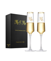 Wells Mr and Mrs champagne flutes long stem for elegant wedding toasts