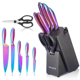 Wellstar Rainbow Knife Set 8-piece with block for organized, precise prep.