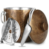 WENEGG teakwood ice bucket with lid keeps ice organized and cold longer