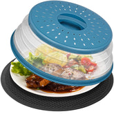 WENWELL 10.5-inch microwave splatter cover in use protects microwave from splatters.