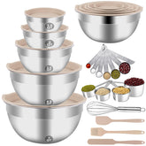 WEPSEN mixing bowls set with seven-quart capacity and airtight lids for versatile prep