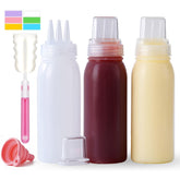 Werduoland 3 hole squeeze bottles assembly with funnel and labels for easy prep