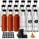 WERTIOO 8.5oz square glass bottle with cap for clear visibility and labeling