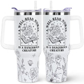 wesncdch book lovers 40oz tumbler with handle and straw lid keeps drinks at temp