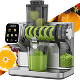 WetIE cold press juicer top view with touch screen control for easy juicing