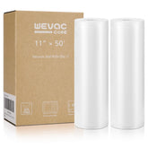 Wevac 11x50 vacuum bag roll with embossed channels for airtight storage and freezer burn prevention.