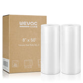 Wevac 8x50 vacuum bags roll for meal prep and space-saving storage.