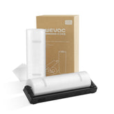 Wevac roll dispenser for bags demonstrates quick, precise cuts during meal prep.
