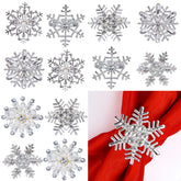 Whaline silver snowflake napkin ring closeup showing elegant shine for festive table decor