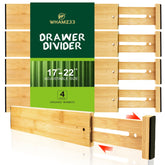 WHAMZ33 W bamboo drawer divider fits 17-22 inch drawers for clutter-free organization.