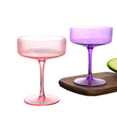whatAmug ribbed coupe glasses 10 oz pink elegant home entertaining