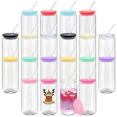WHEATHUSK 20-pack 16oz can-shaped glass cups provide a comfortable grip for everyday beverages.