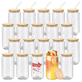 WHEATHUSK beer-can glass tumbler 16oz with bamboo lid for stylish serving.