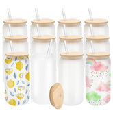 WHEATHUSK borosilicate glass tumbler with frosted finish, ideal for sublimation printing