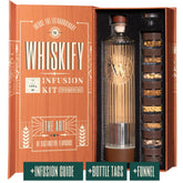 Whiskify whiskey infusion kit with botanicals and bottles for DIY flavor options.