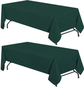 White Classic Green Tablecloth draped over a 6 ft table for a polished event setup