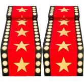 WHQXFDZ movie night table runner with gold stars for festive red-carpet decor.