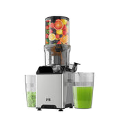Whuto cold press juicer wide feed chute enables juicing whole fruits with less prep.