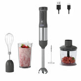 Whuto cordless immersion blender front view showing portable power for on-the-go blending and quick smoothies