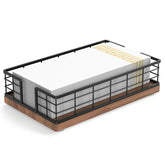 Wican guest towel holder tray on bathroom counter with oak and iron finish for easy hand drying