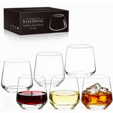 WIKERWANG stemless wine glasses set of 6 with crystal-clear clarity for everyday use.