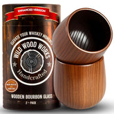 Wild Wood Works charred bourbon glass with rich grain for elevated tasting