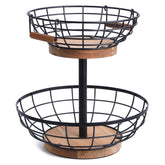 WILDMOS two-tier fruit basket with metal base provides ample organized storage and airflow.