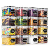 Wildone airtight cereal storage set with 16 clear containers for organized pantry storage.
